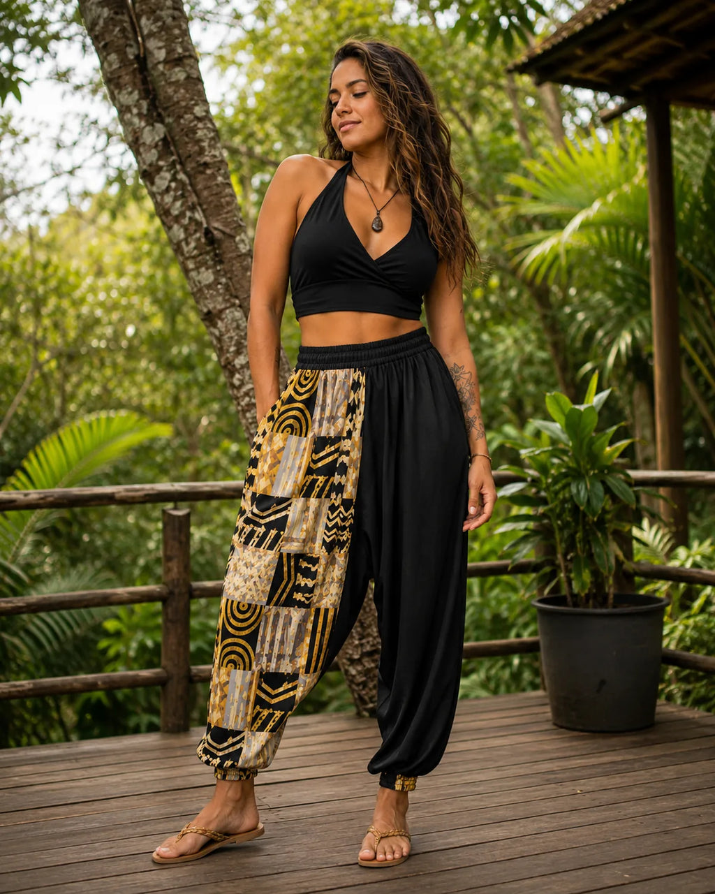 Calça Saruel Ouro Ancestral - lifestyle feminino