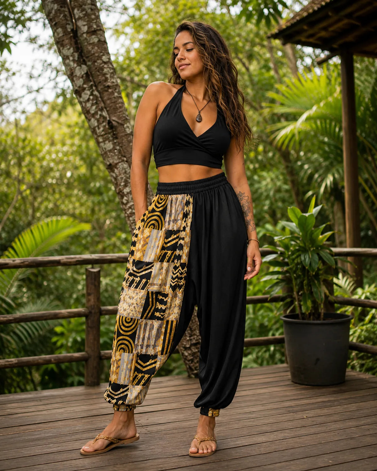 Calça Saruel Ouro Ancestral - lifestyle feminino